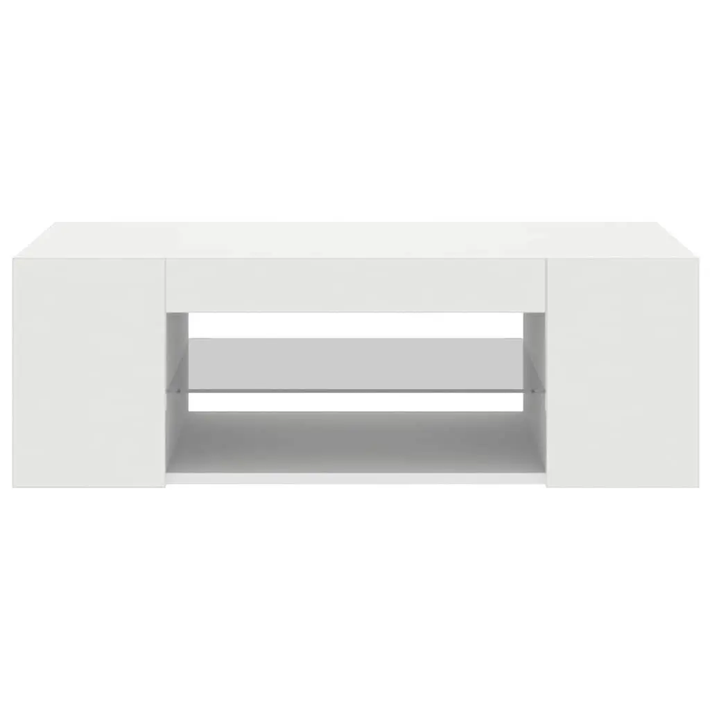 White TV Cabinet with LED Lighting and Storage