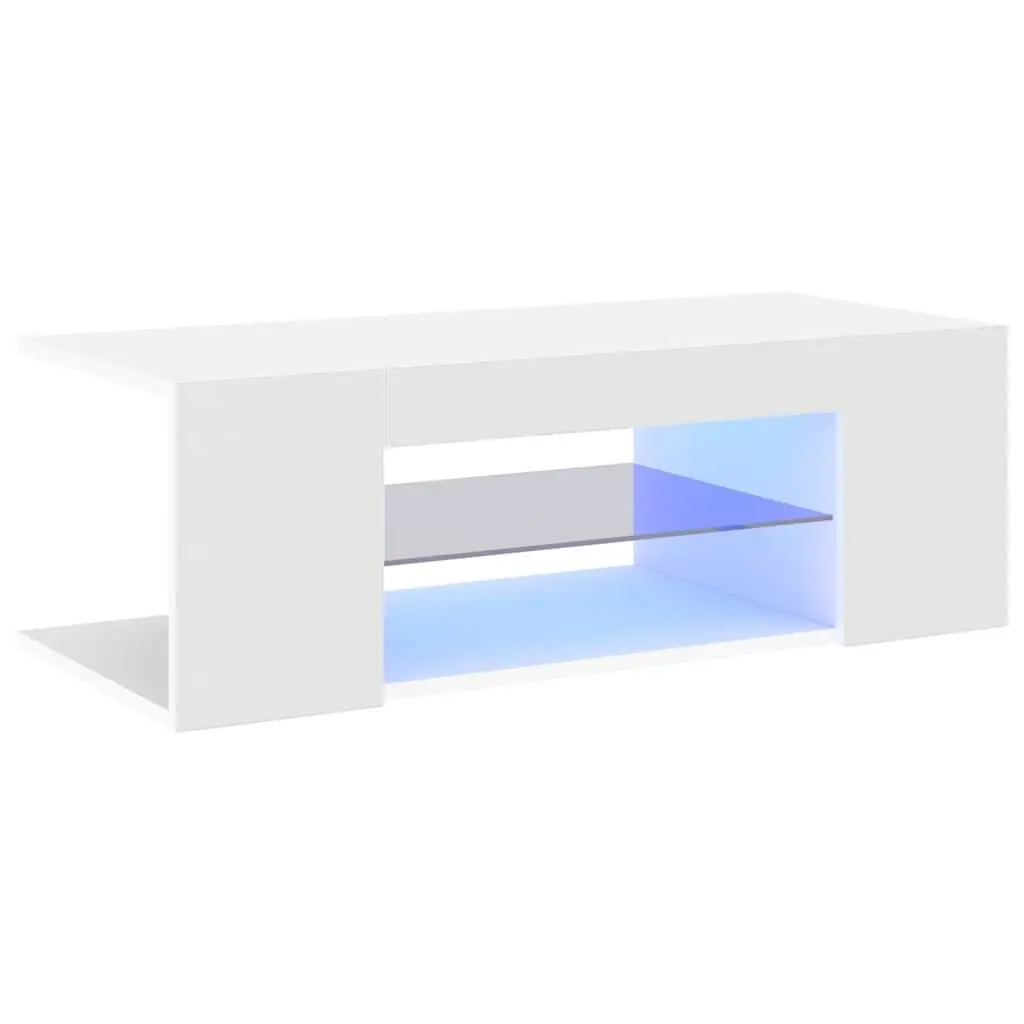 White TV Cabinet with LED Lighting and Storage
