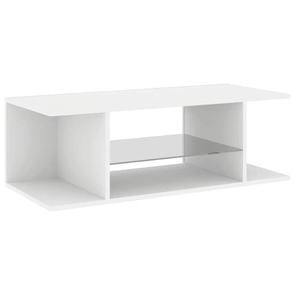 White TV Cabinet with LED Lighting and Storage