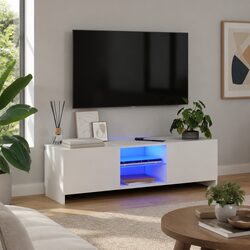 Reliable White TV Cabinet with Storage and Style