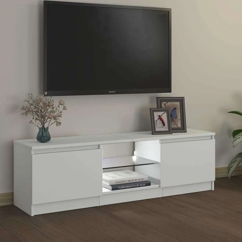 TV Cabinet Modern LED Media Unit Storage 120x30x36cm White