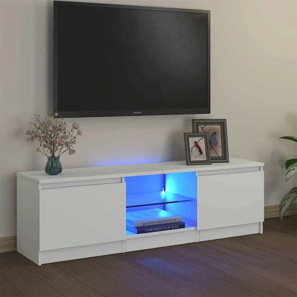 TV Cabinet Modern LED Media Unit Storage 120x30x36cm White