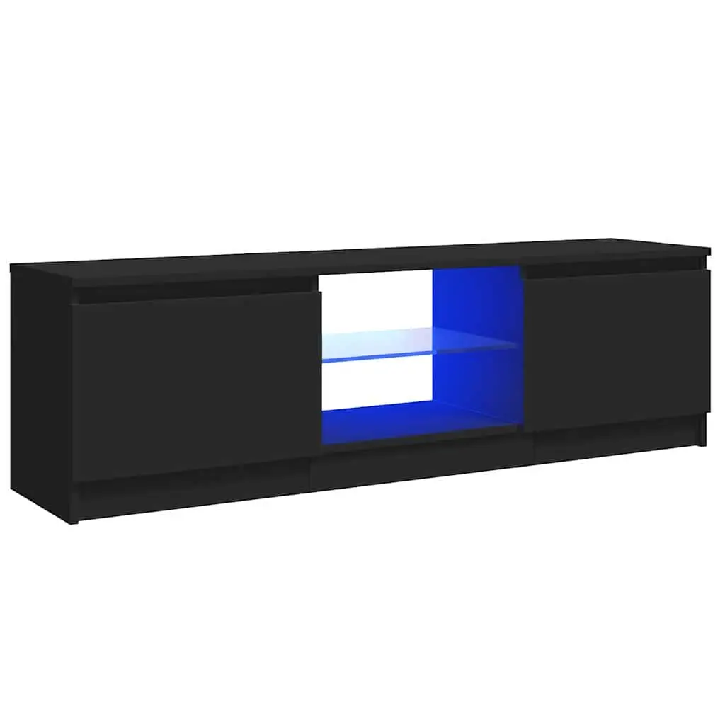 Black TV Cabinet with Integrated LED Lights