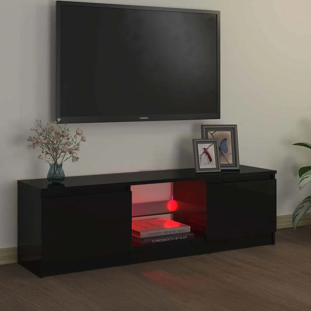 Black TV Cabinet with Integrated LED Lights