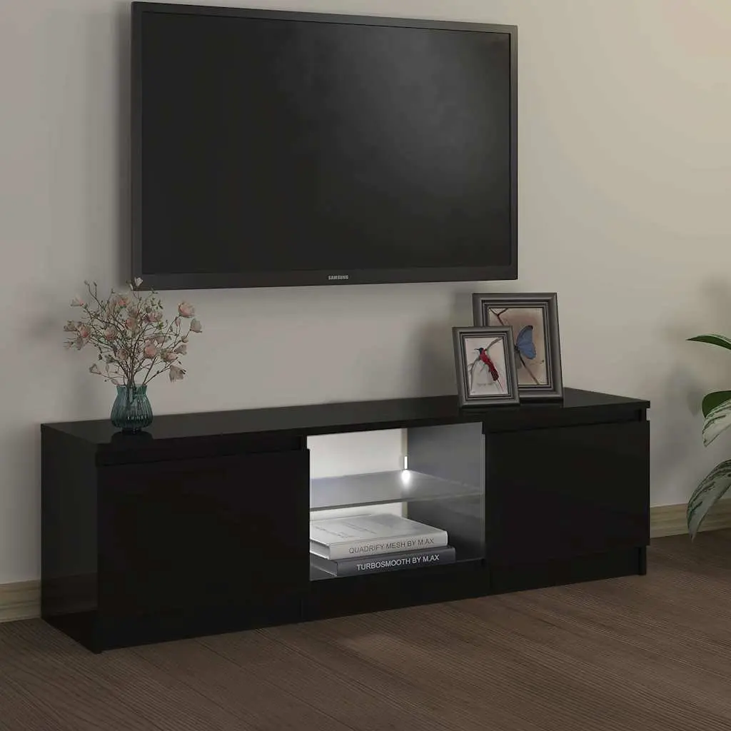 Black TV Cabinet with Integrated LED Lights