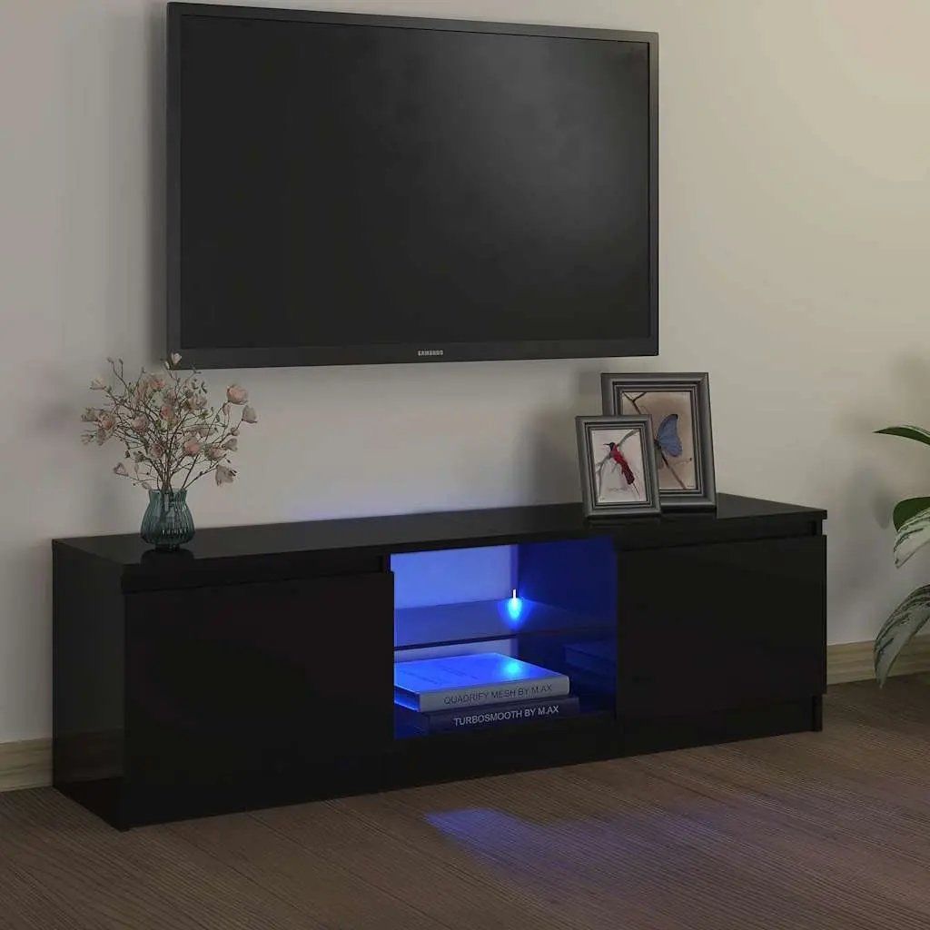 Black TV Cabinet with Integrated LED Lights