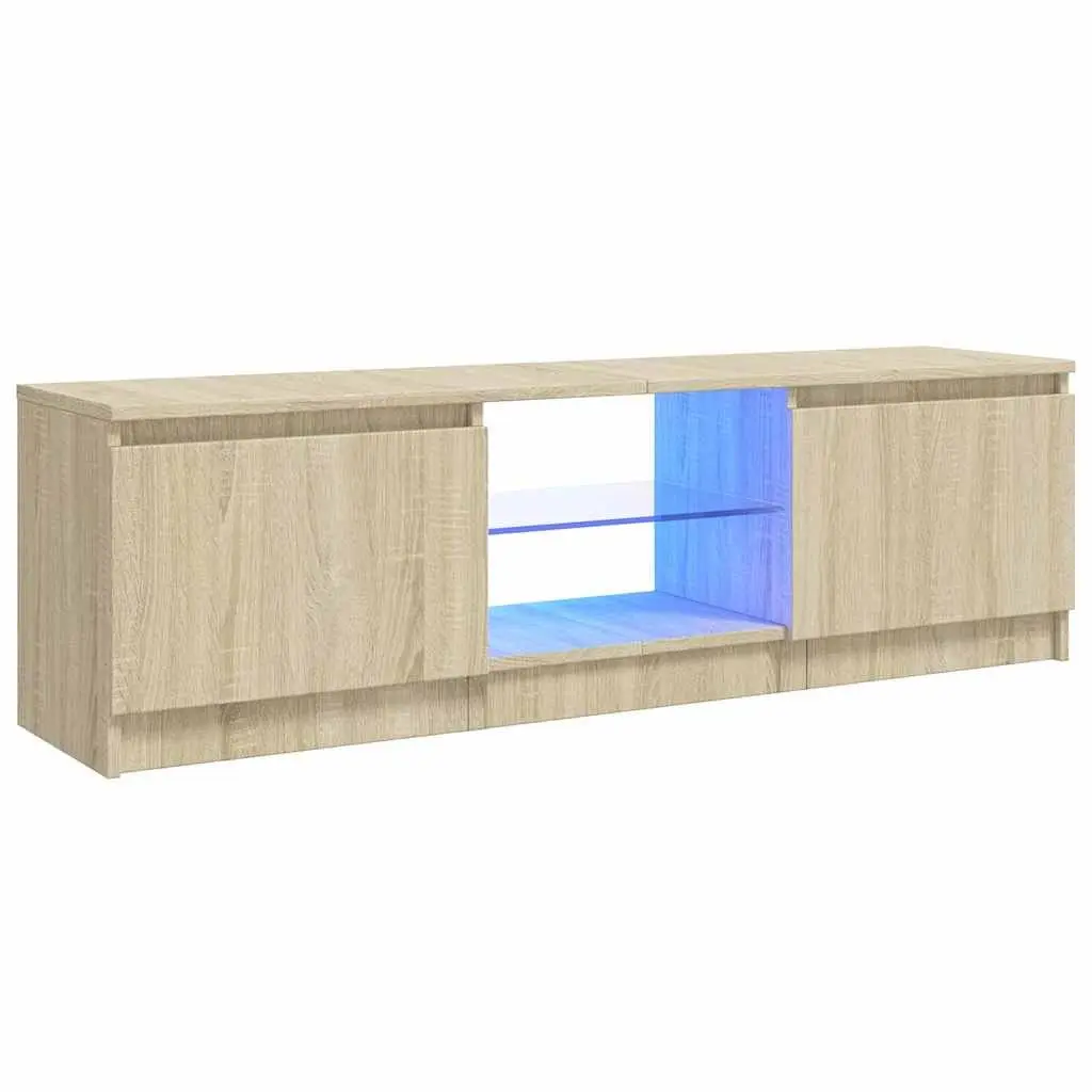 Brown TV Cabinet with RGB LED Lighting Options