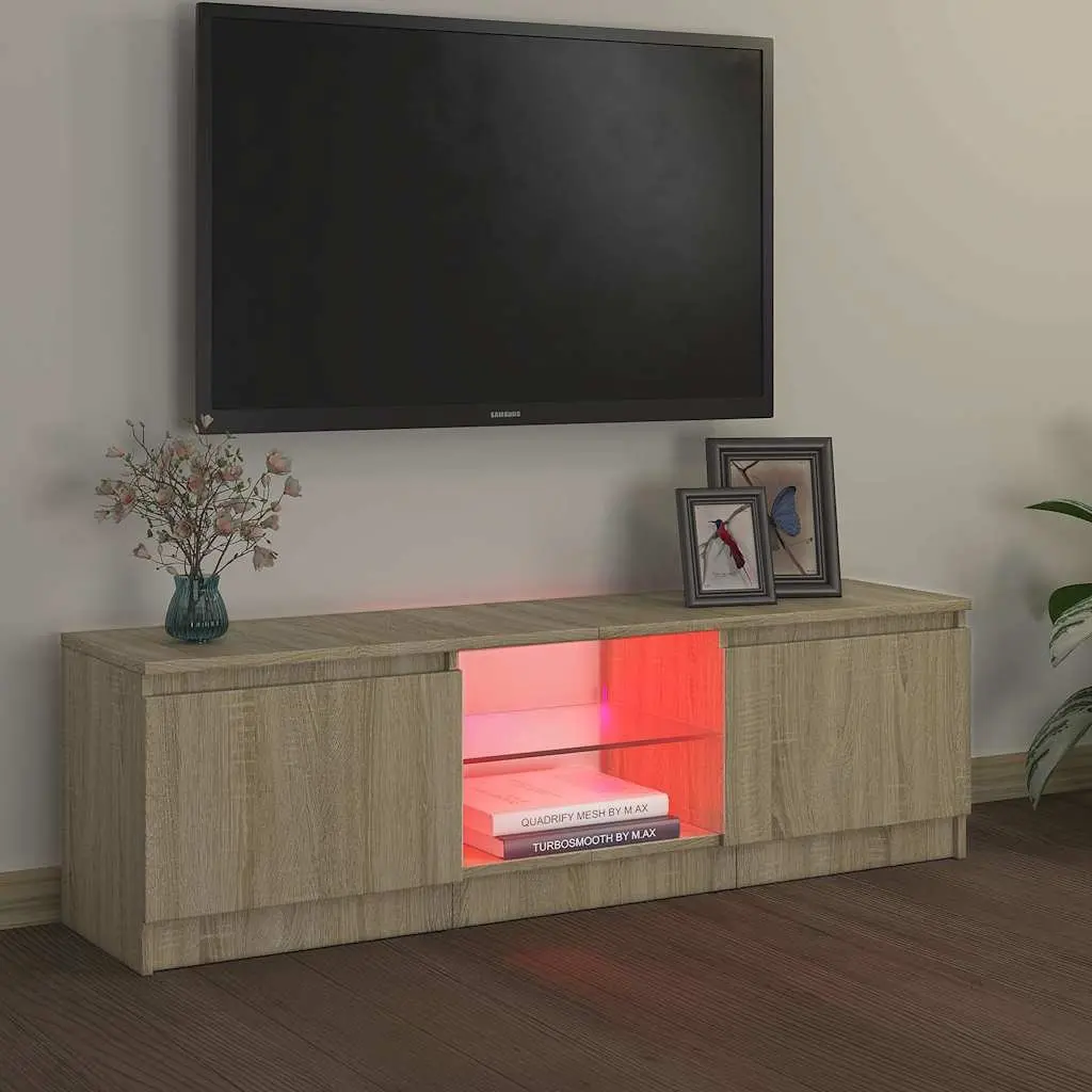 Brown TV Cabinet with RGB LED Lighting Options