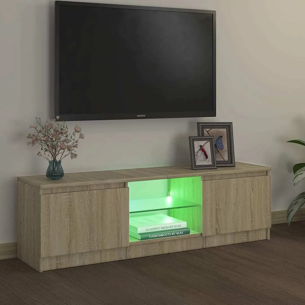 Brown TV Cabinet with RGB LED Lighting Options