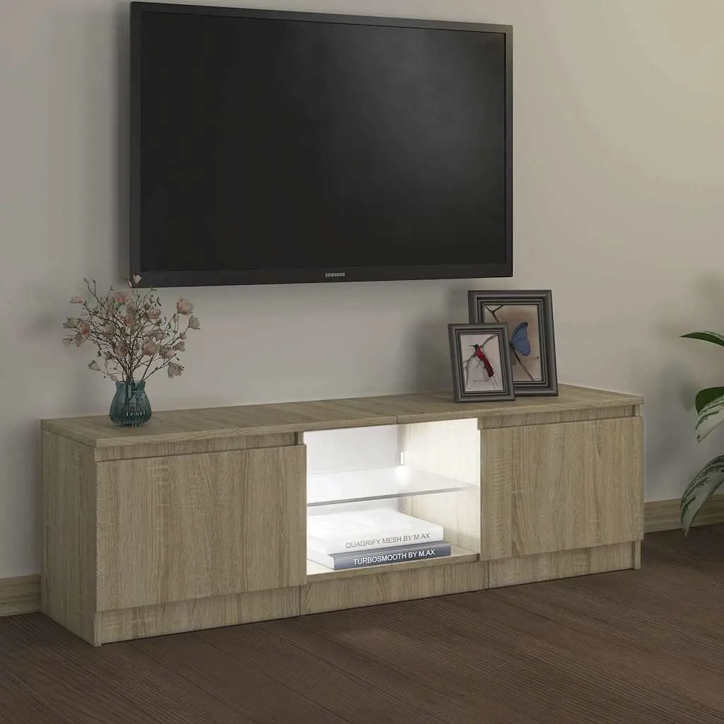 Brown TV Cabinet with RGB LED Lighting Options