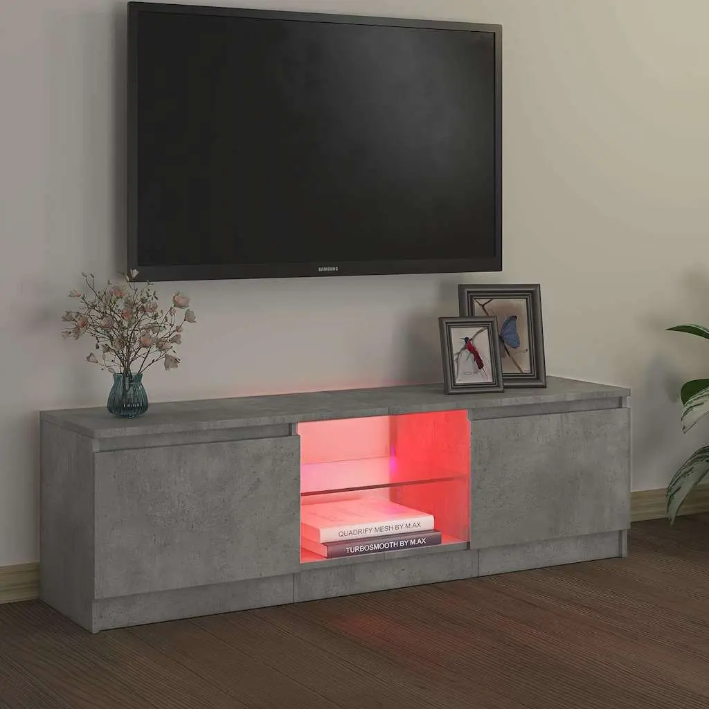 TV Cabinet LED Lights Modern Storage Unit 120 x 30 x 36 cm Grey
