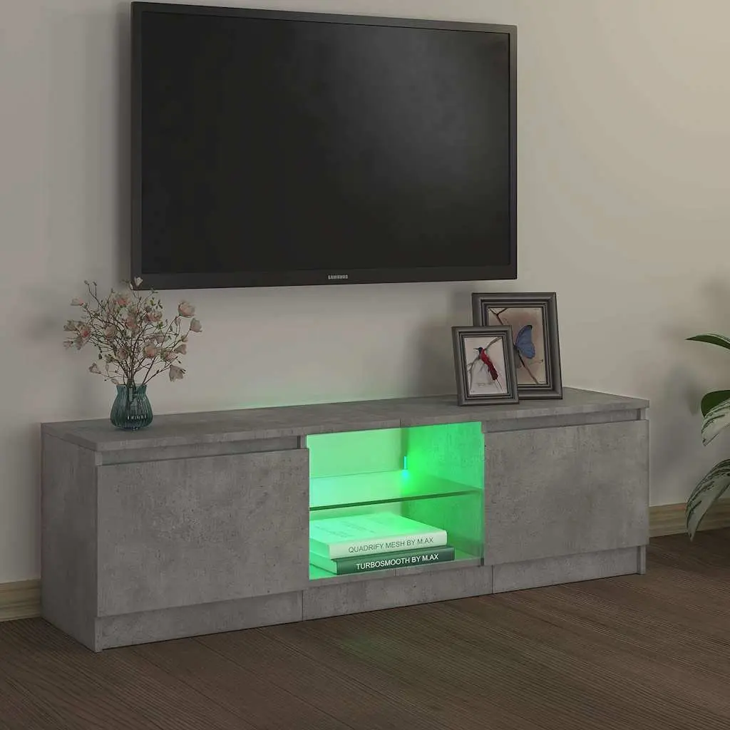 TV Cabinet LED Lights Modern Storage Unit 120 x 30 x 36 cm Grey