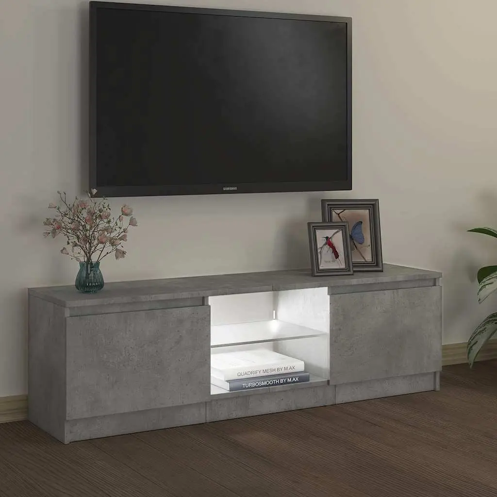 TV Cabinet LED Lights Modern Storage Unit 120 x 30 x 36 cm Grey