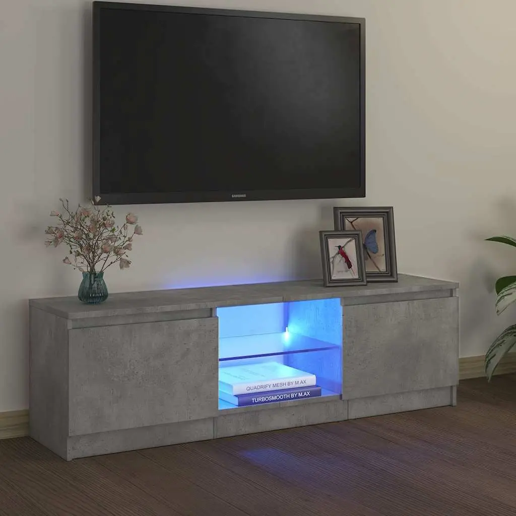 TV Cabinet LED Lights Modern Storage Unit 120 x 30 x 36 cm Grey