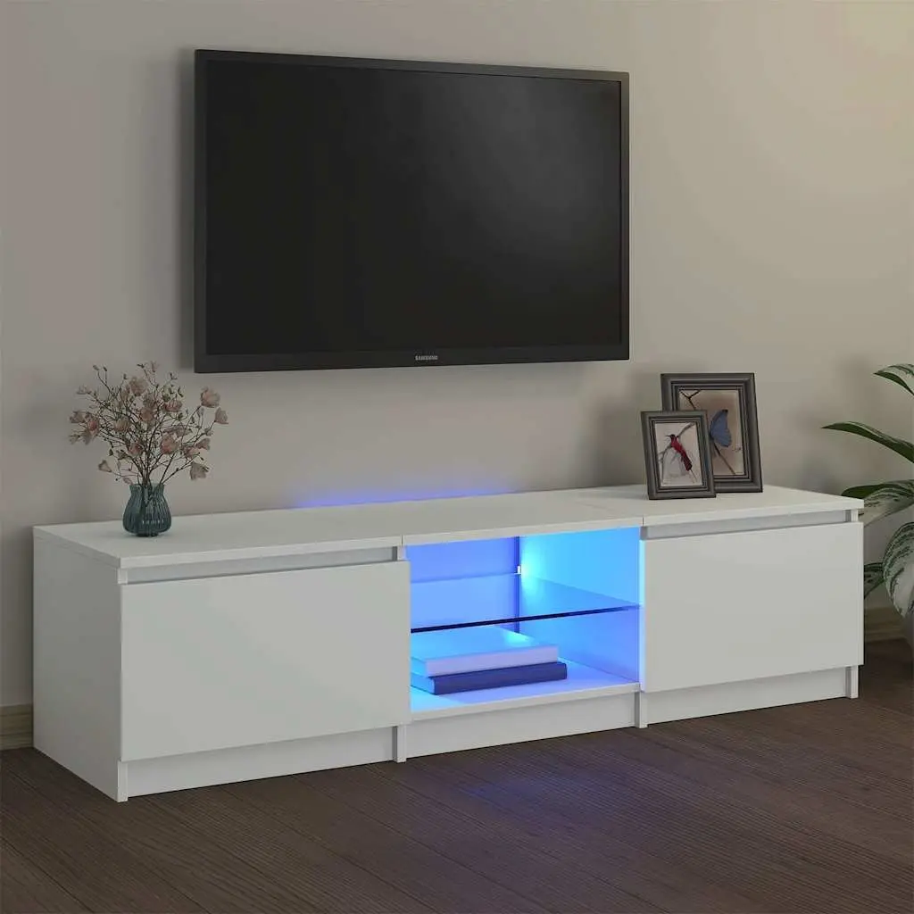 TV Cabinet Modern Storage 140x40x36cm White with LED Lights