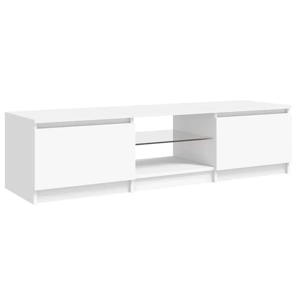 TV Cabinet Modern Storage 140x40x36cm White with LED Lights