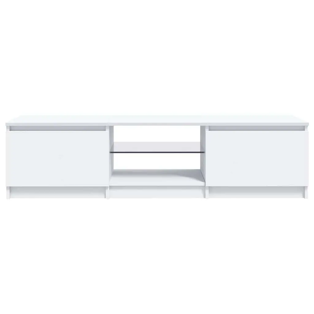 TV Cabinet Modern Storage 140x40x36cm White with LED Lights