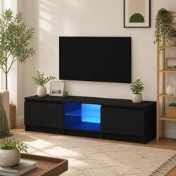 Practical Black TV Cabinet with LED Lighting