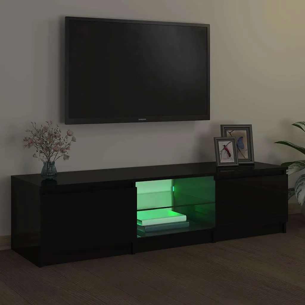 Black TV Cabinet with LED Lighting