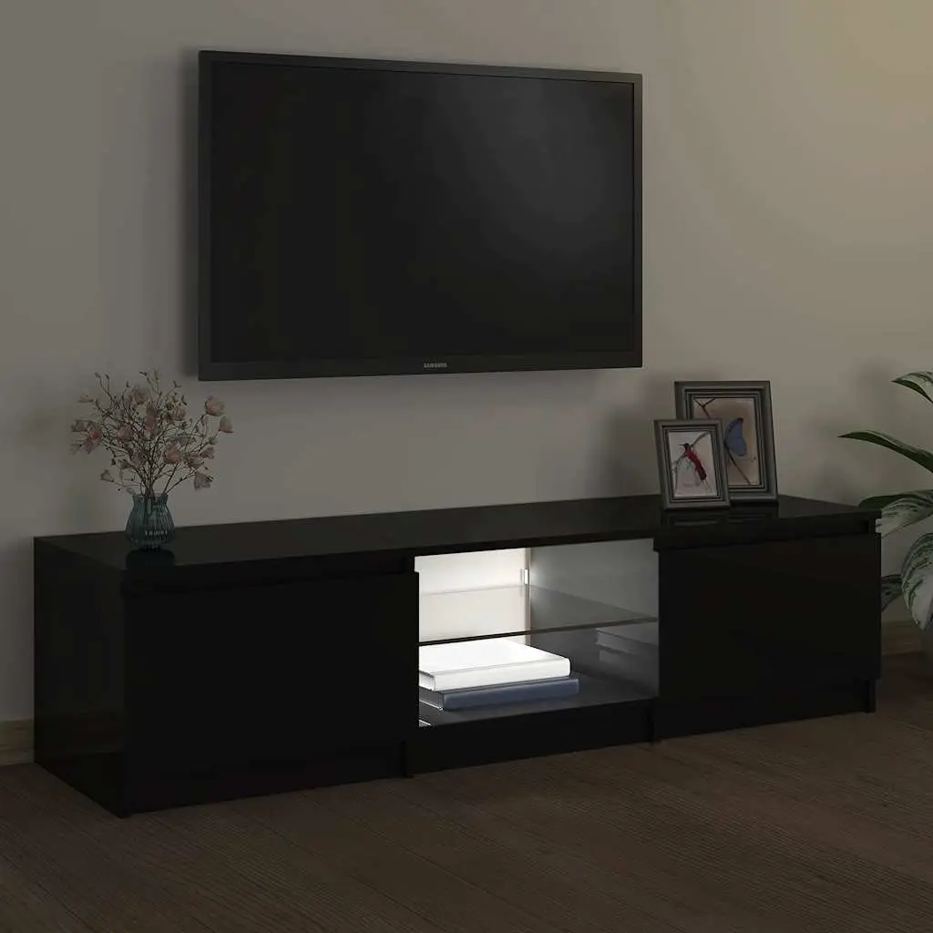 Black TV Cabinet with LED Lighting