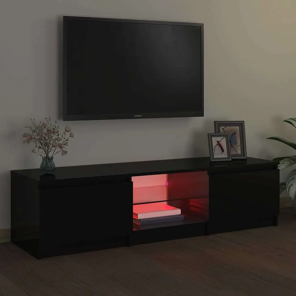 Black TV Cabinet with LED Lighting