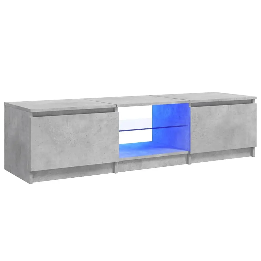 TV Cabinet Grey Storage Unit with LED Lights 140cm