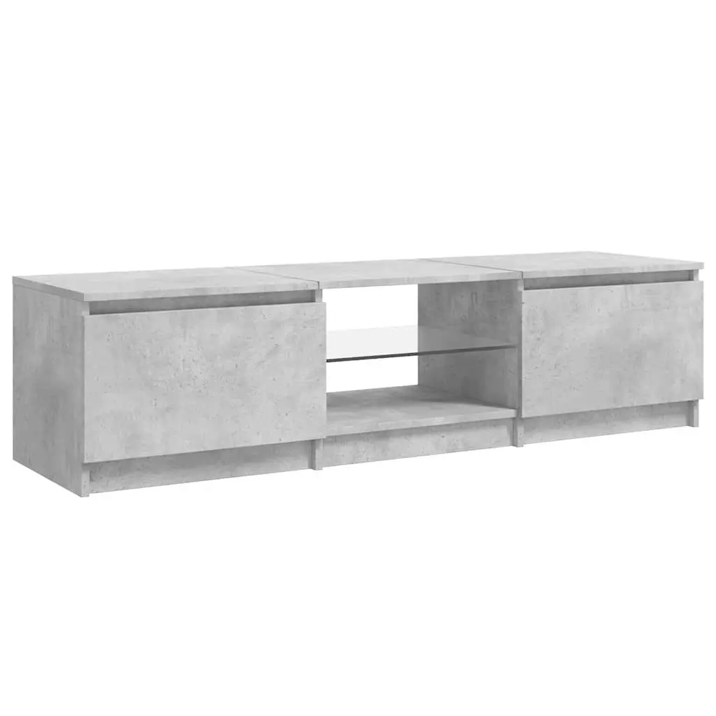 TV Cabinet Grey Storage Unit with LED Lights 140cm