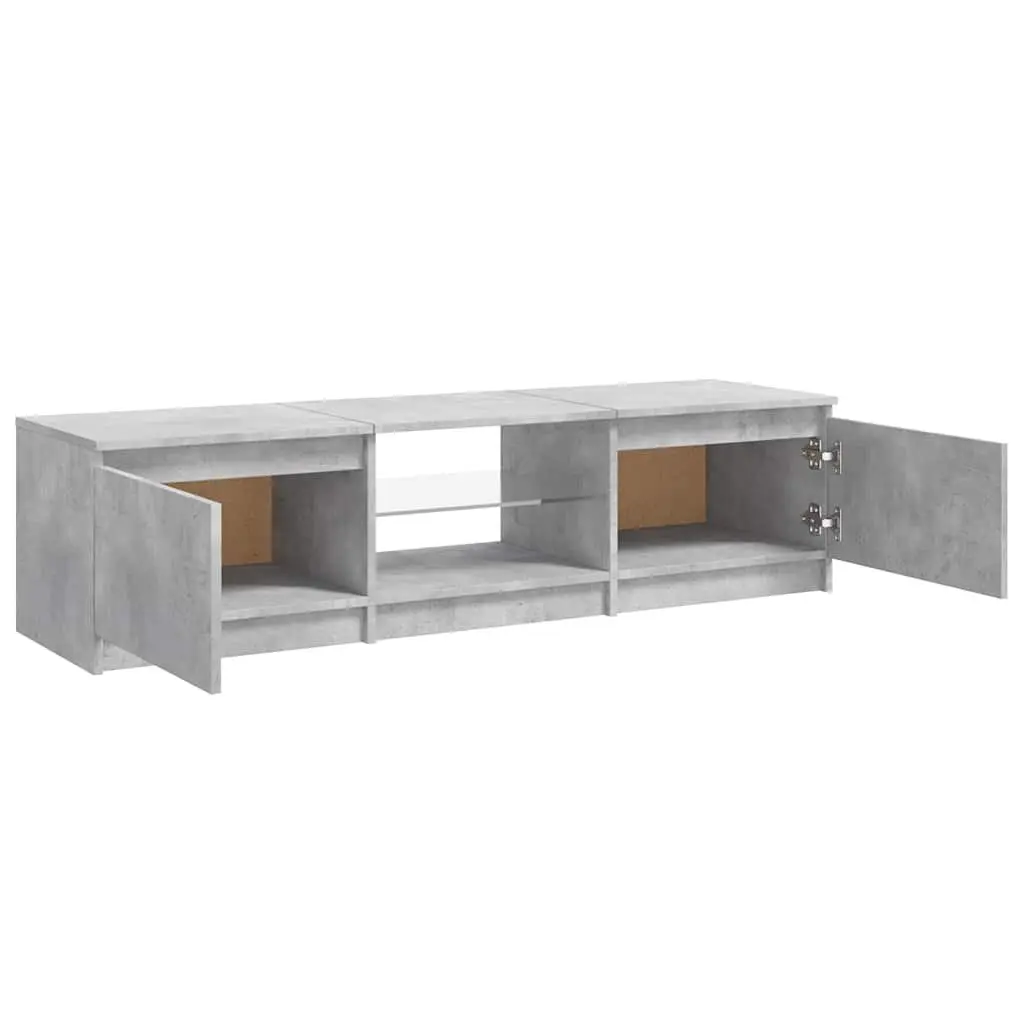 TV Cabinet Grey Storage Unit with LED Lights 140cm