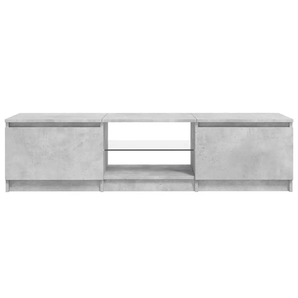 TV Cabinet Grey Storage Unit with LED Lights 140cm