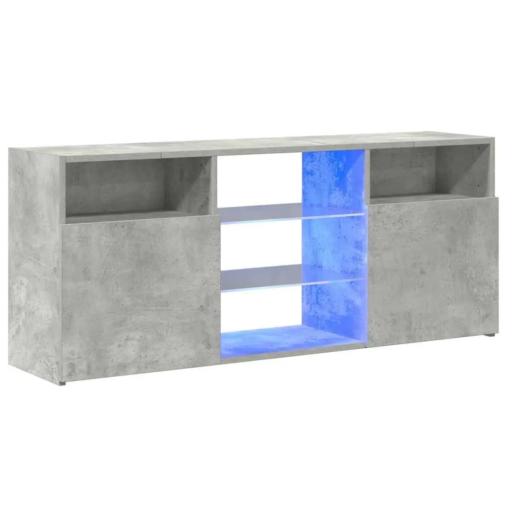 TV Cabinet with RGB LED Lights Grey Media Storage Unit Entertainment Stand
