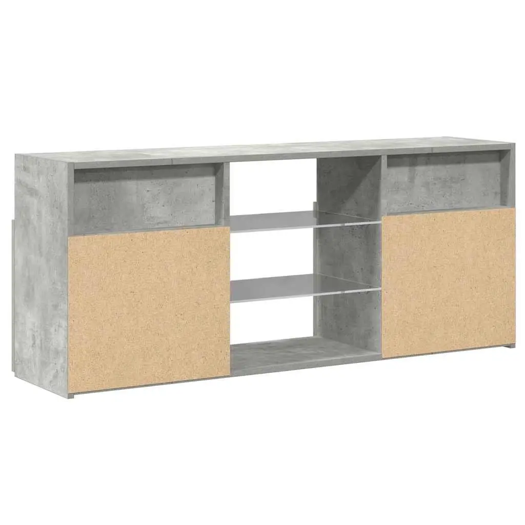 TV Cabinet with RGB LED Lights Grey Media Storage Unit Entertainment Stand