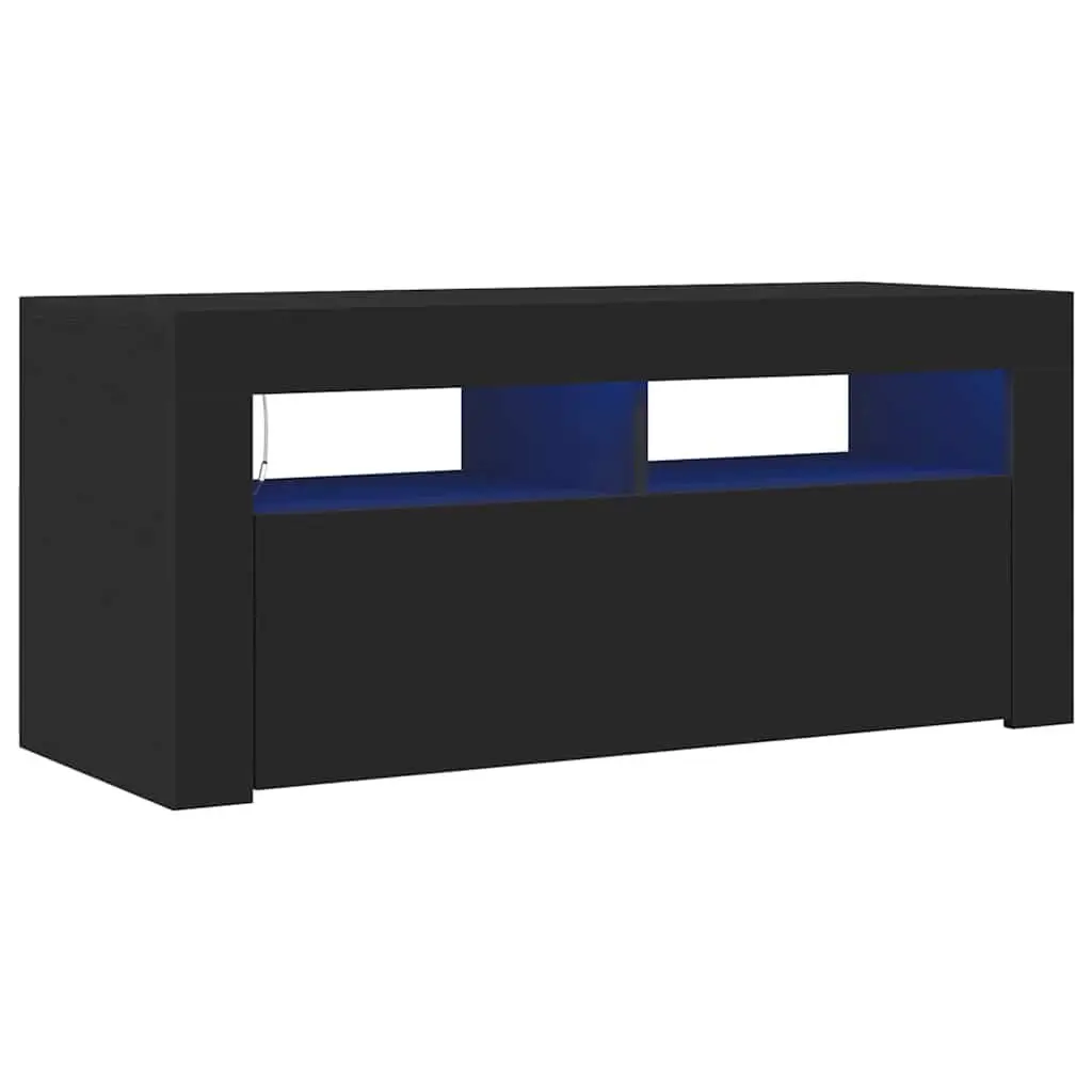 TV Cabinet Modern Entertainment Unit Storage Display Shelf Black 90x35x40 cm