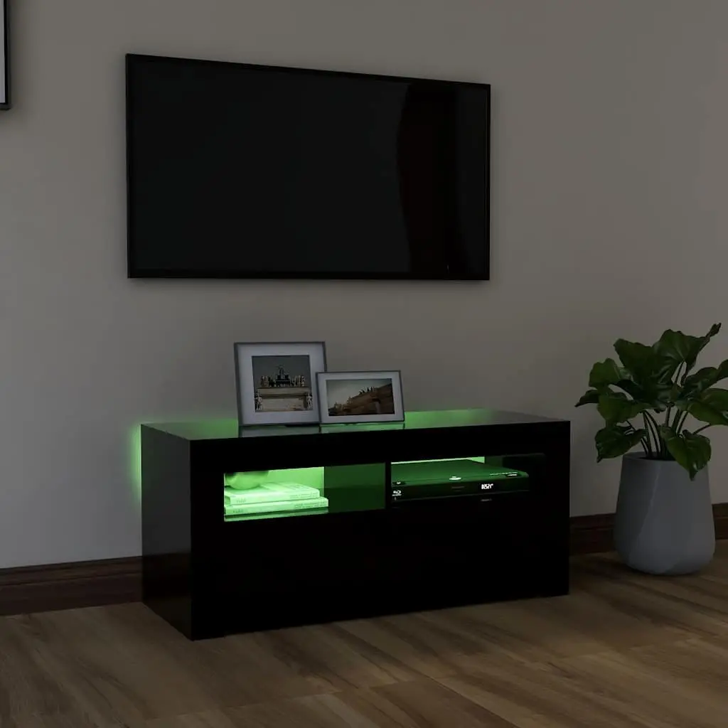 TV Cabinet Modern Entertainment Unit Storage Display Shelf Black 90x35x40 cm