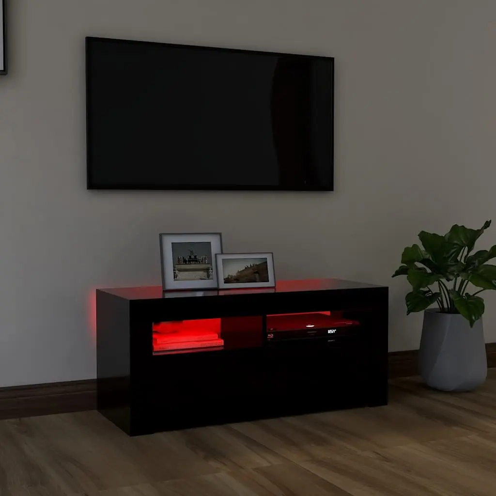 TV Cabinet Modern Entertainment Unit Storage Display Shelf Black 90x35x40 cm