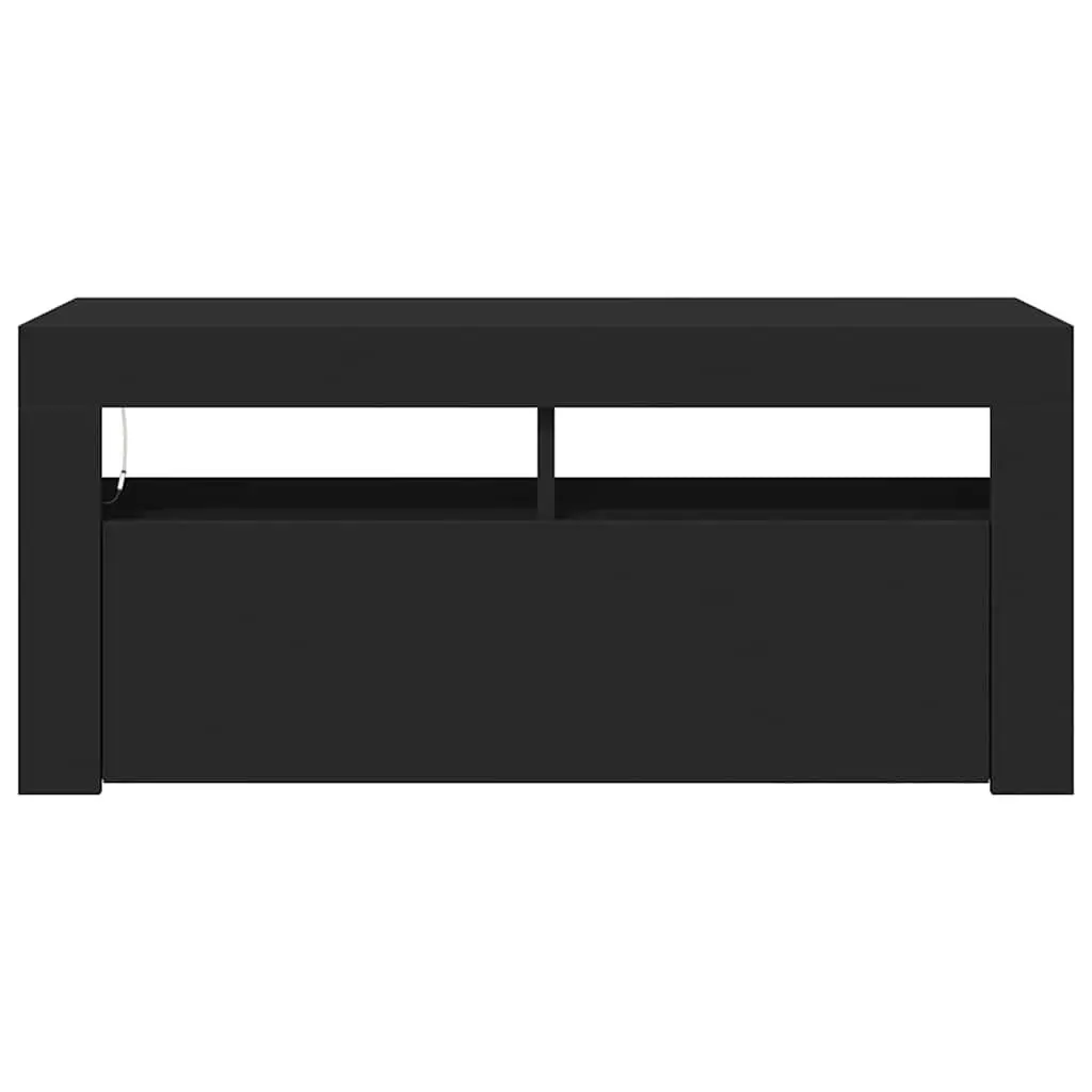 TV Cabinet Modern Entertainment Unit Storage Display Shelf Black 90x35x40 cm