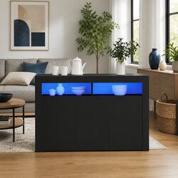 Reliable Black Sideboard with RGB LED Lights – Practical and Affordable