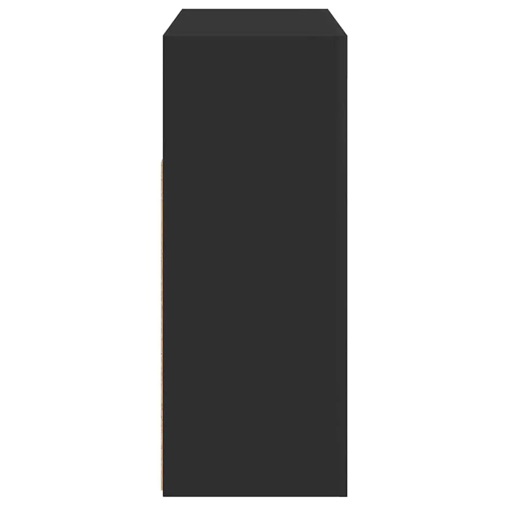Black Storage Cabinet with RGB LED Lights Sideboard 115.5x30x75cm