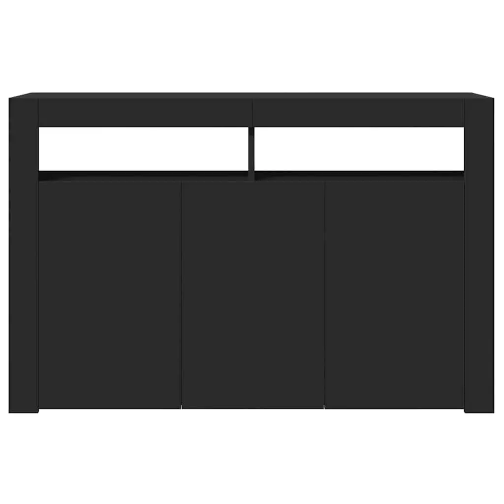 Black Storage Cabinet with RGB LED Lights Sideboard 115.5x30x75cm