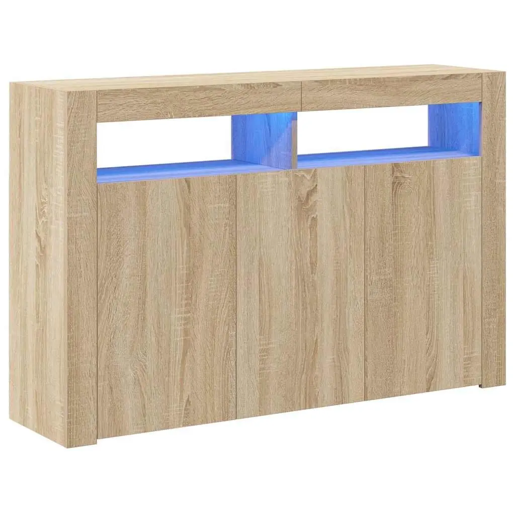 Brown Sideboard with RGB LED Lights and Storage Space
