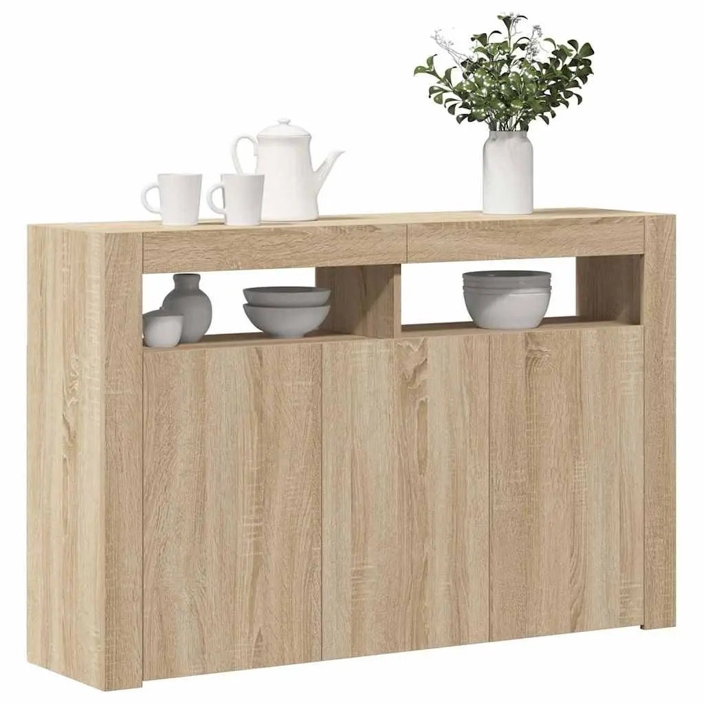 Brown Sideboard with RGB LED Lights and Storage Space