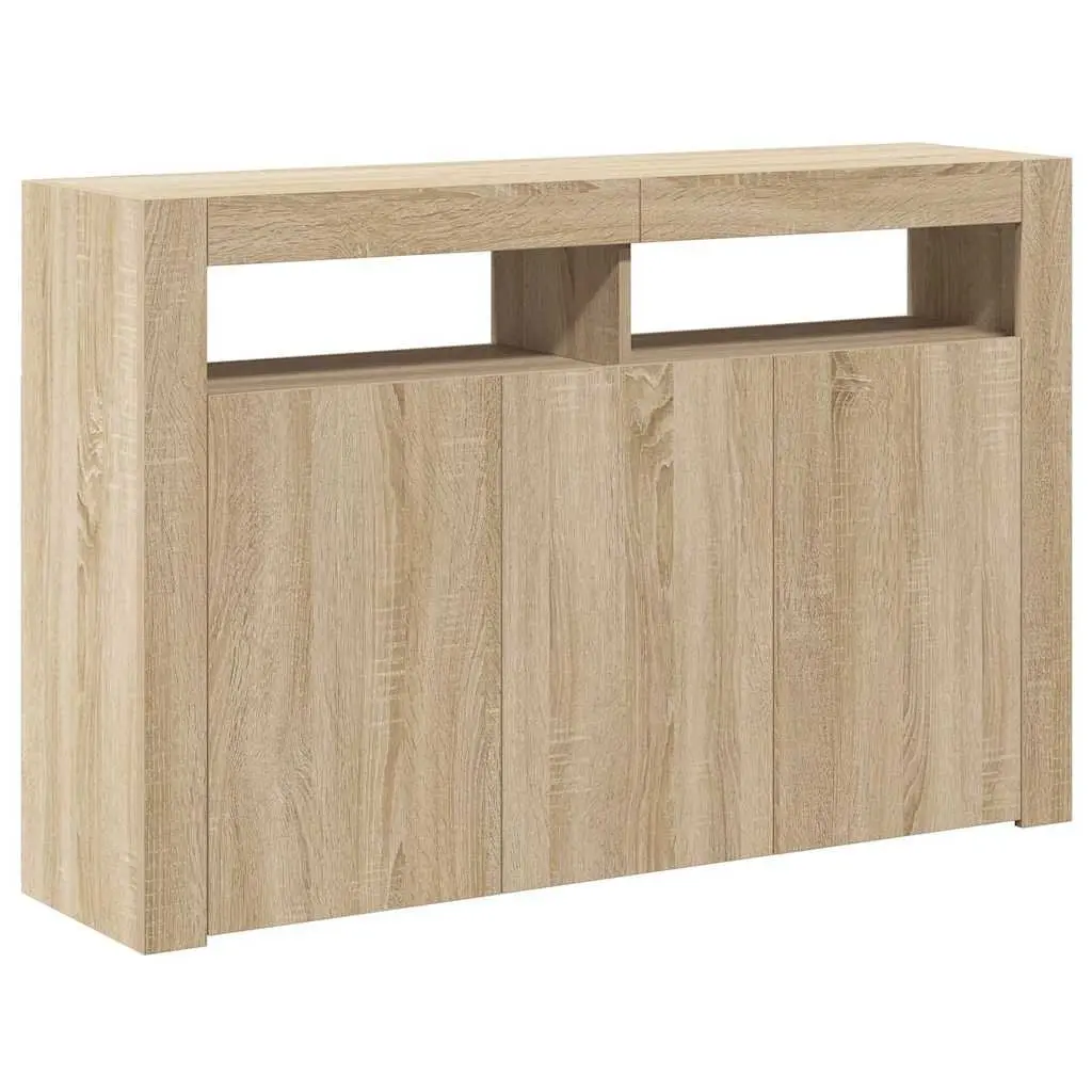 Brown Sideboard with RGB LED Lights and Storage Space