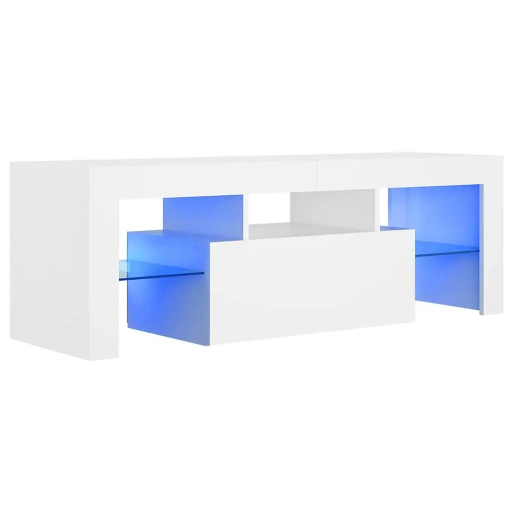 TV Cabinet with RGB LED Lights White Modern Living Room Media Stand Storage Unit