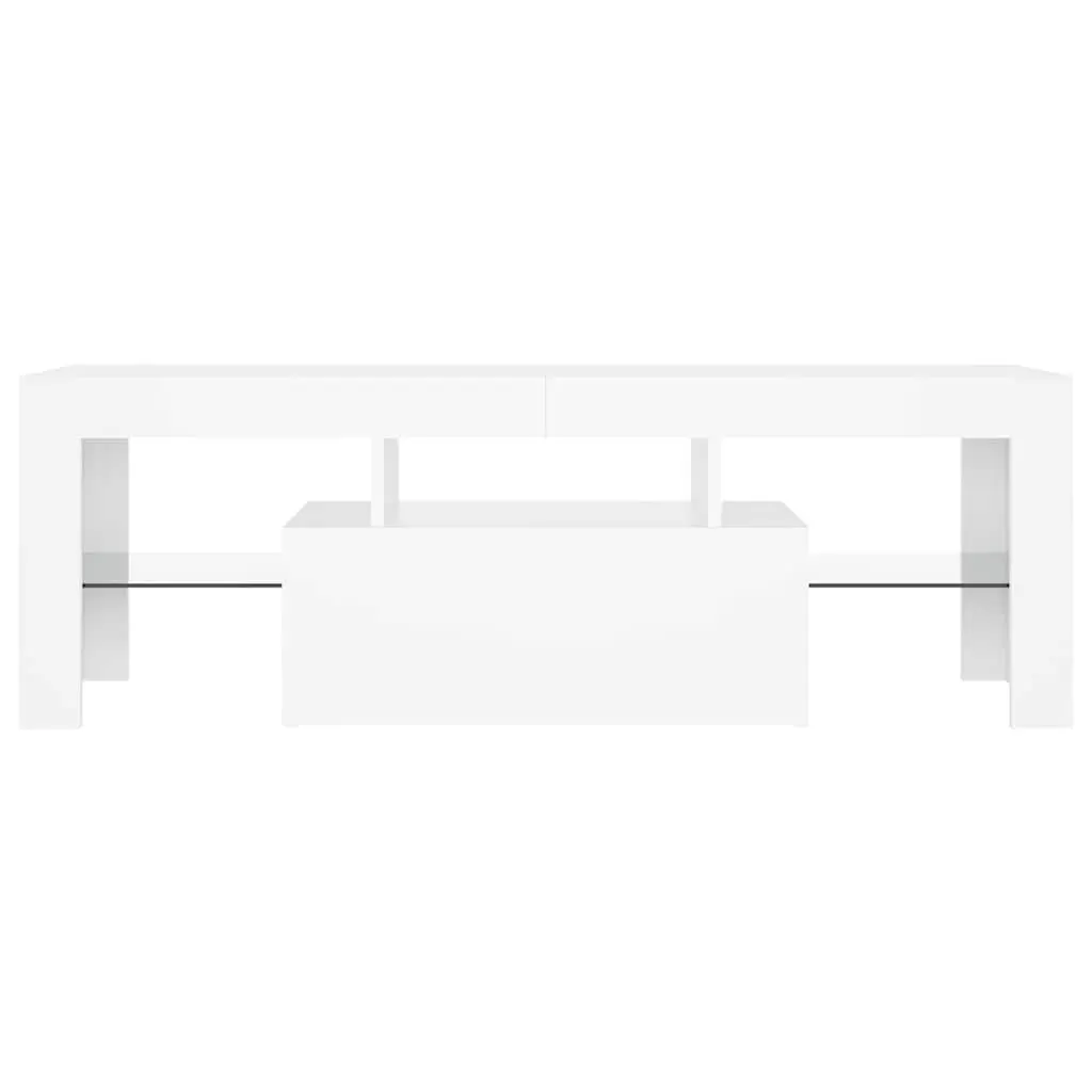 TV Cabinet with RGB LED Lights White Modern Living Room Media Stand Storage Unit