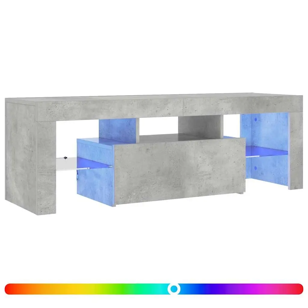 TV Cabinet Media Storage Stand 120L x 35W x 40H cm Grey with RGB LED Lights