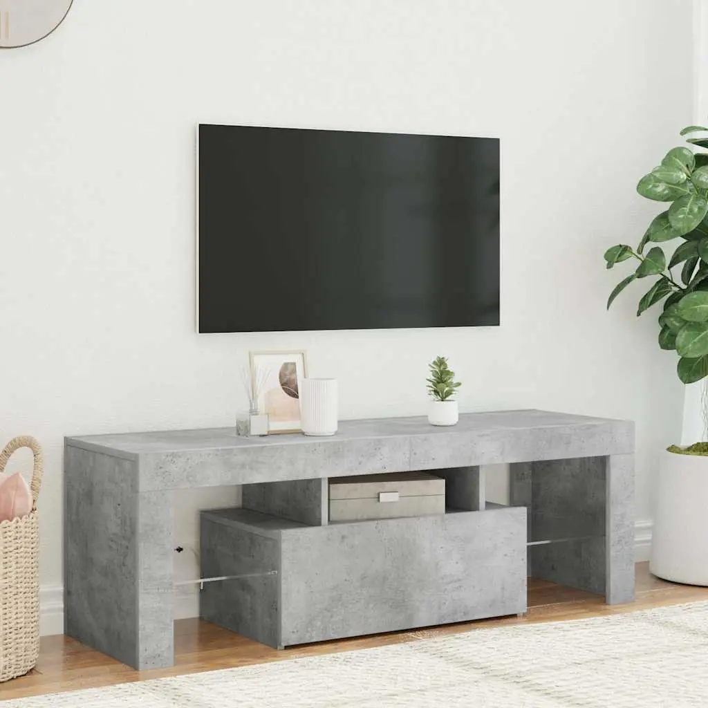 TV Cabinet Media Storage Stand 120L x 35W x 40H cm Grey with RGB LED Lights