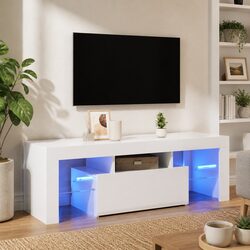 Warm and Reliable White Gloss TV Cabinet with LED Features