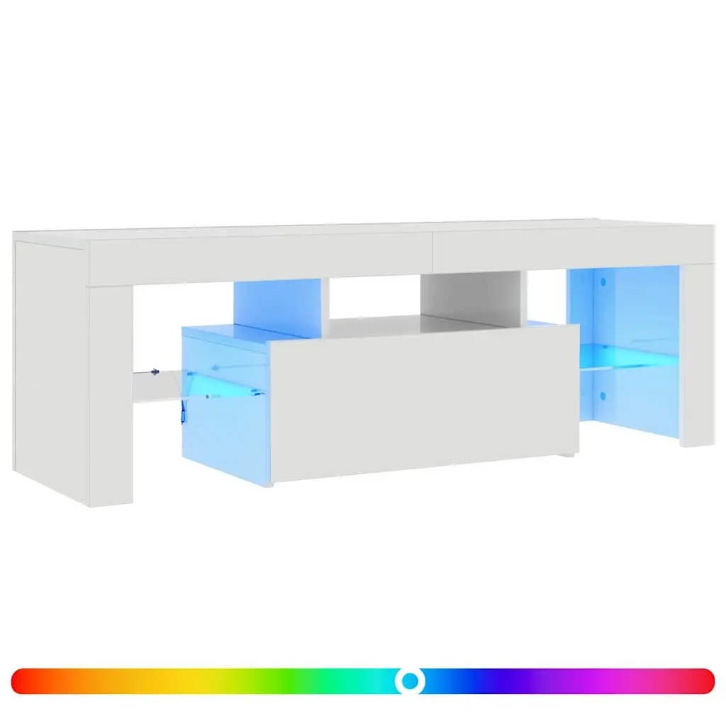TV Cabinet Modern Media Stand Storage Unit 120cm White High Gloss with RGB LED Lights