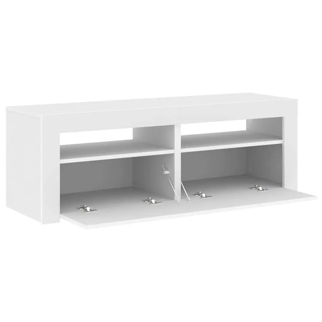 TV Cabinet Storage Unit Modern Media Console 120x35x40cm White LED Lights