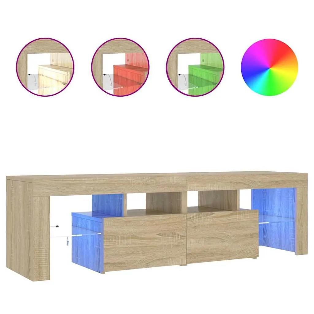 TV Cabinet RGB LED Lights Storage Unit 140 x 36.5 x 40 cm Brown Engineered Wood