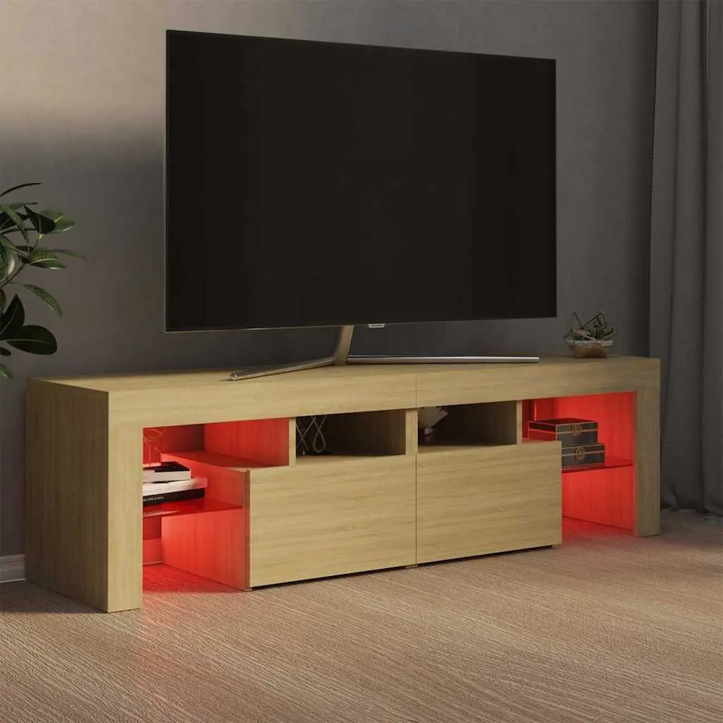 TV Cabinet RGB LED Lights Storage Unit 140 x 36.5 x 40 cm Brown Engineered Wood